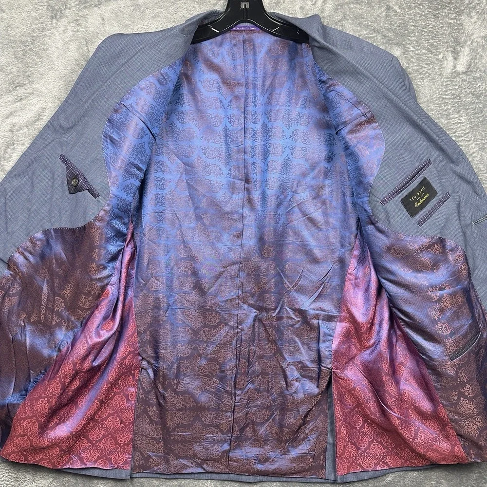 Ted Baker Endurance Sport Coat Men's 44R Gray Blue Blazer Jacket 100% Wool Lined